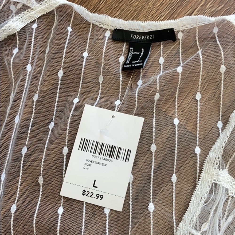 Sheer cardigan / tie blouse - Picture 2 of 2